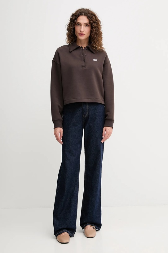 Bavlnená mikina Lacoste SF5275 hnedá AW25