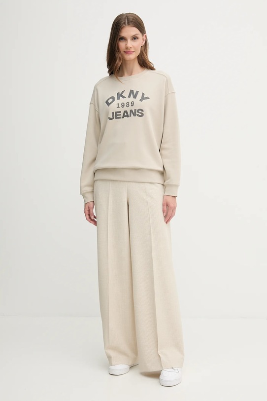 Βαμβακερή μπλούζα Dkny DJ5T1522 μπεζ AW25