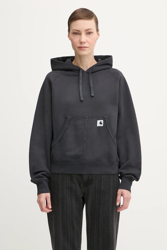 Carhartt WIP bluza bawełniana W’ Hooded Hudson z kapturem czarny I035137.895F