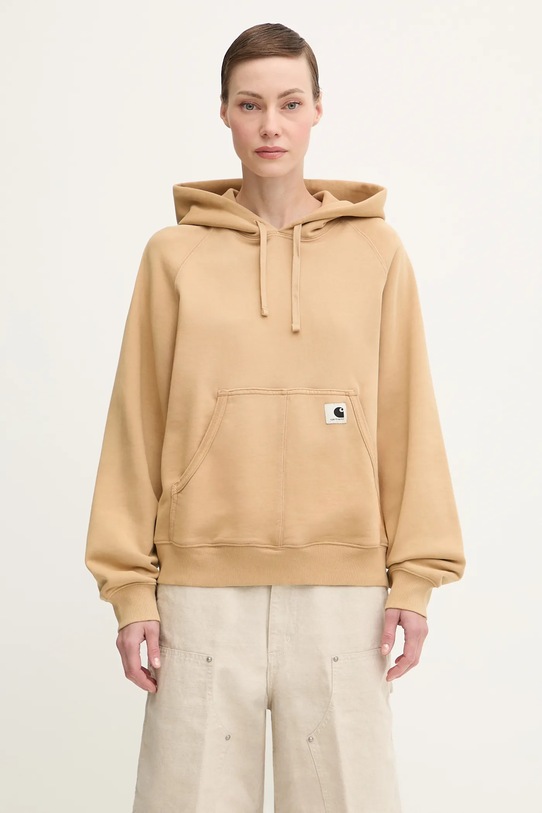 Carhartt WIP bluza bawełniana W’ Hooded Hudson z kapturem brązowy I035137.07E5F