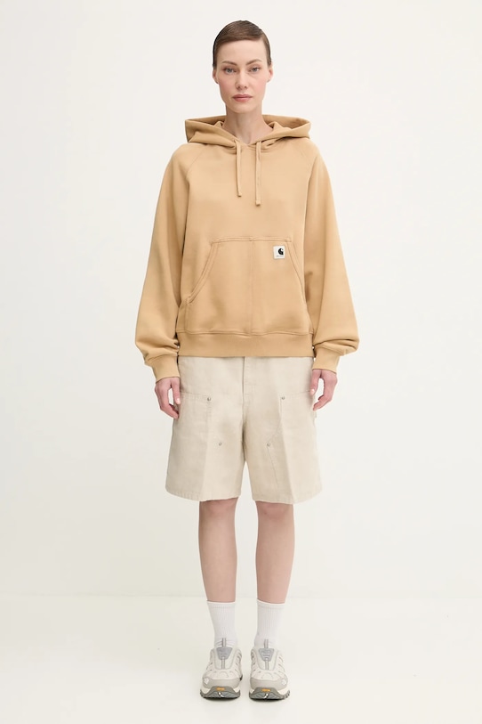 Carhartt WIP bluza bawełniana W’ Hooded Hudson I035137.07E5F brązowy
