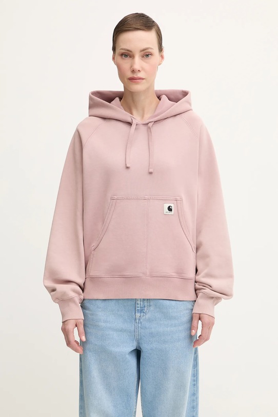 Carhartt WIP bluza bawełniana W’ Hooded Hudson z kapturem różowy I035137.1XF5F