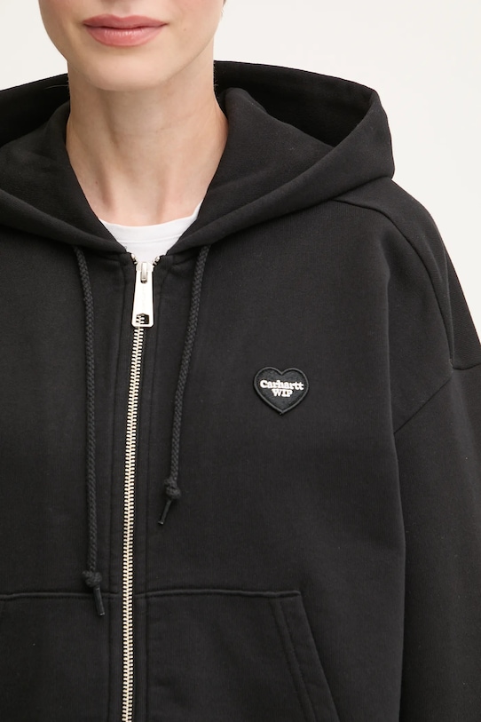 Bavlněná mikina Carhartt WIP W' Hooded Heart II Hartt černá I035242.89XX