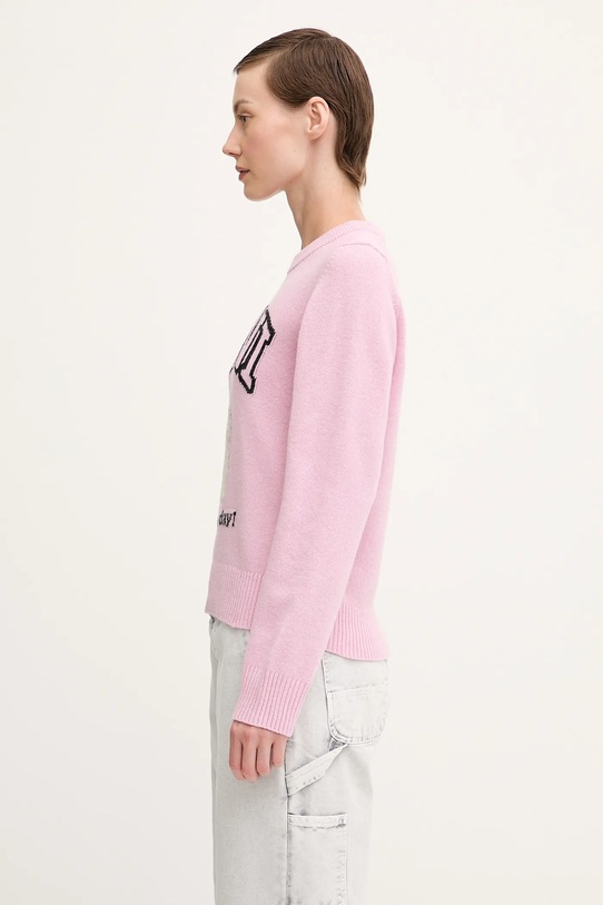 GANNI sweter wełniany Graphic Wool Mix Poodle K2499 różowy AW25
