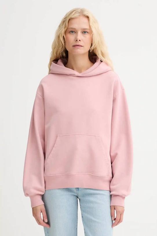 Bombažen pulover Levi's S kapuco roza A8790.0017