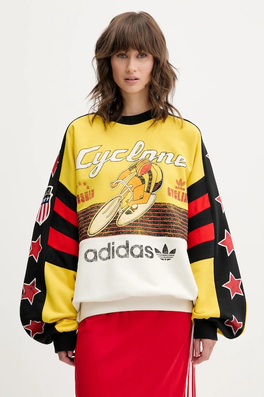 adidas Originals bluza bawełniana Cycling Crew nadruk żółty JW0147