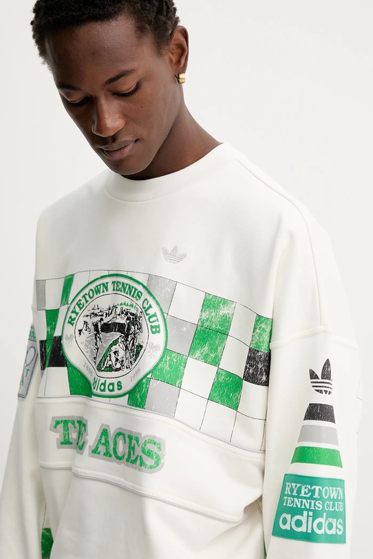 Хлопковая кофта adidas Originals Court Crew бежевый JW0149