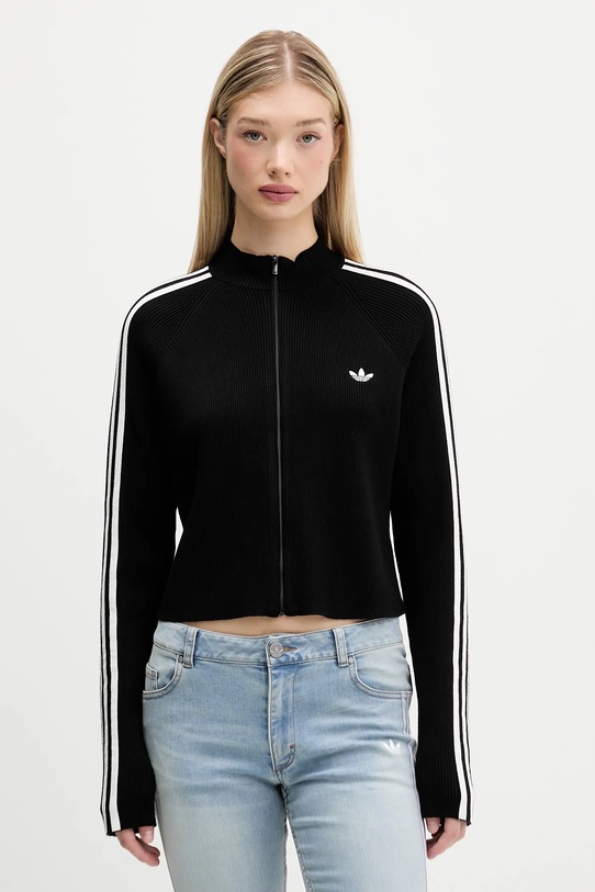 adidas Originals kardigan Slim Knit Tt aplikacja czarny JY2597