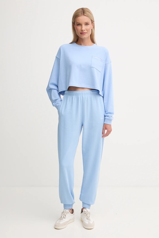 Pamučna dukserica Calvin Klein Underwear LV00QS7516 plava AW25