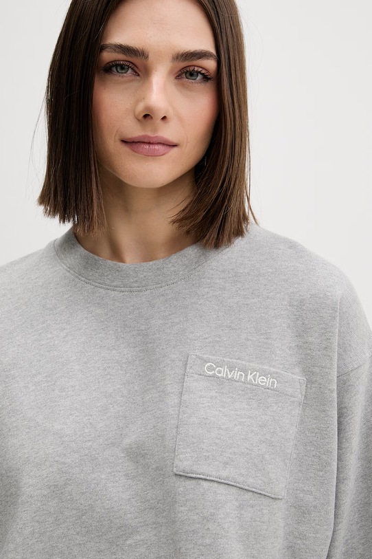 Calvin Klein Underwear dukserica loungwear ženska pamučna siva LV00QS7516