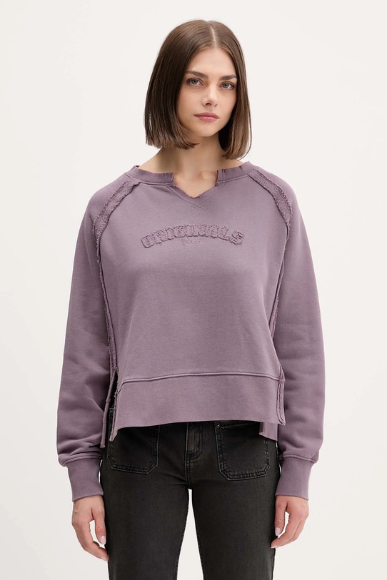 Guess Originals bluza bawełniana aplikacja fioletowy W5BQ27.KCPR1