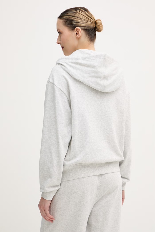 Ρούχα Tommy Hilfiger μπλούζα με κουκούλα και κουμπιά γυναικεία με βαμβάκι UW0UW06093 γκρί