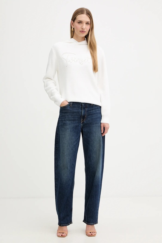 Twinset sweter z domieszką wełny 252LL3EAA biały AW25