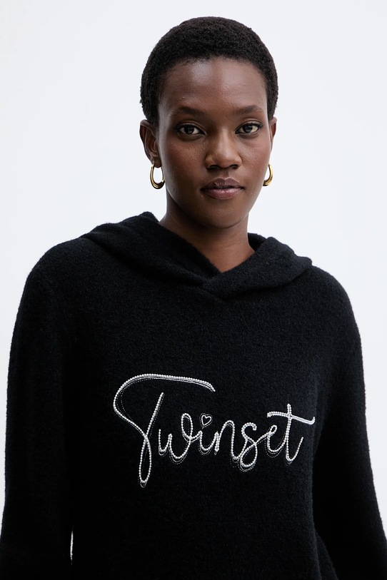 Twinset sweter z domieszką wełny czarny 252LL3EAA