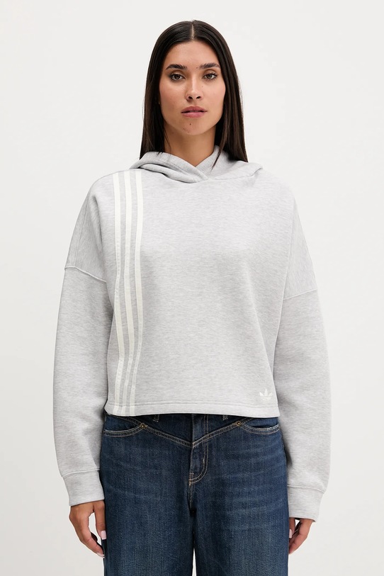 Dukserica adidas Originals 3-Stripes s kapuljačom siva JW3596