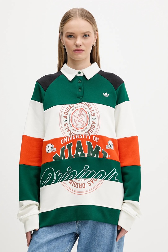 adidas Originals bluza bawełniana MIAMI LS CREW nadruk zielony KF2329