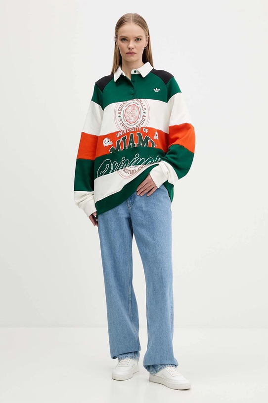 adidas Originals bluza bawełniana MIAMI LS CREW KF2329 zielony AW25
