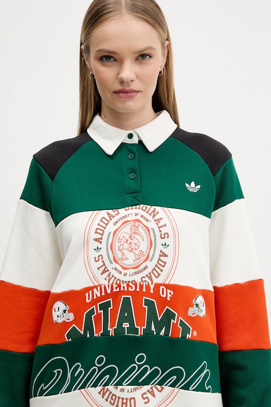 Хлопковая кофта adidas Originals MIAMI LS CREW зелёный KF2329