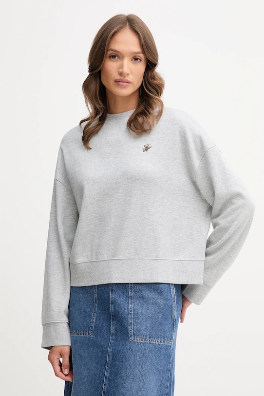 Mikina Tommy Hilfiger nášivka šedá WW0WW46152