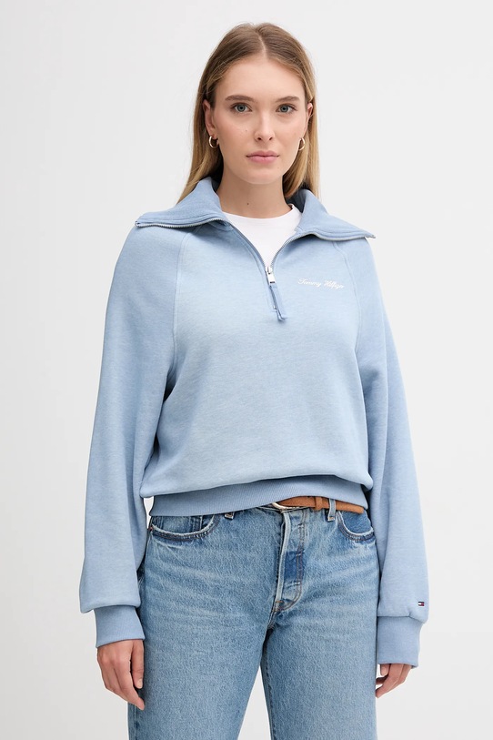 Tommy Hilfiger bluză uni albastru WW0WW46632
