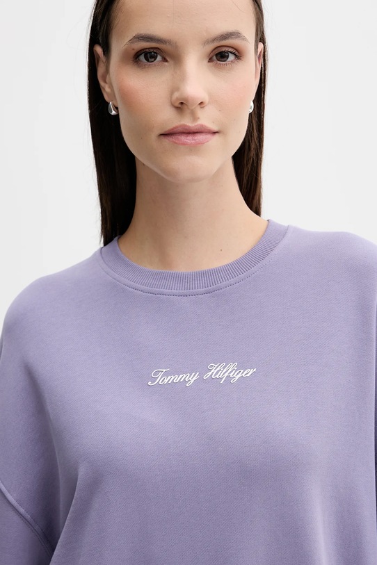 Βαμβακερή μπλούζα Tommy Hilfiger μωβ WW0WW48269