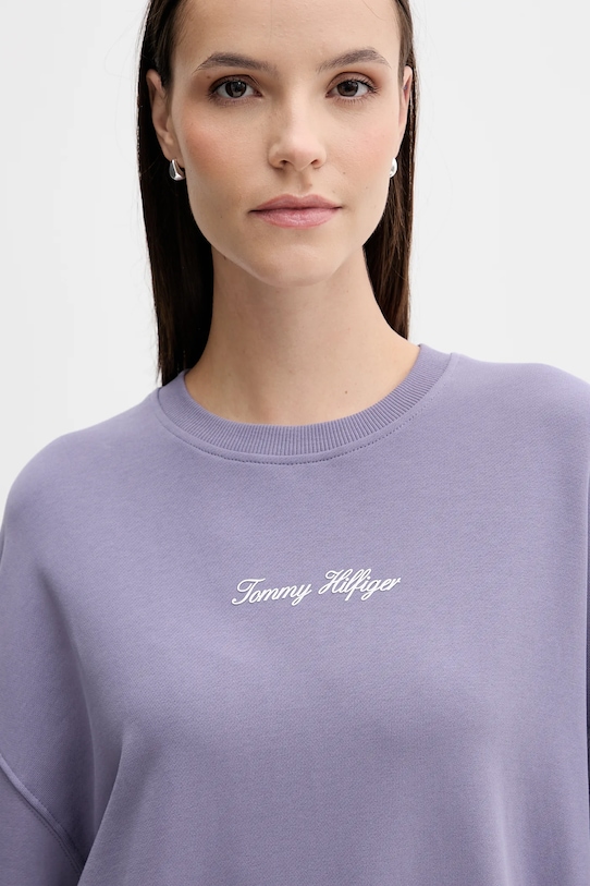 Βαμβακερή μπλούζα Tommy Hilfiger μωβ WW0WW48269