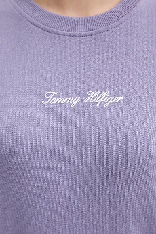 Βαμβακερή μπλούζα Tommy Hilfiger WW0WW48269 μωβ