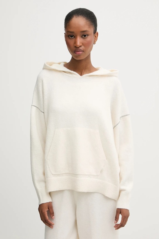 Calvin Klein Underwear sweter z domieszką wełny okrągły beżowy LV00QS7568