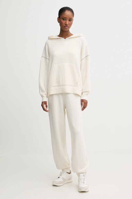 Calvin Klein Underwear sweter z domieszką wełny LV00QS7568 beżowy AW25