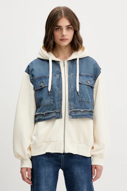 Desigual bluza TRUCKER z kapturem beżowy 25WWSK06
