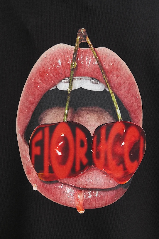Βαμβακερή μπλούζα Fiorucci Cherry Mouth Print Relaxed Fit W02FPSHO092CJ05BK02 μαύρο