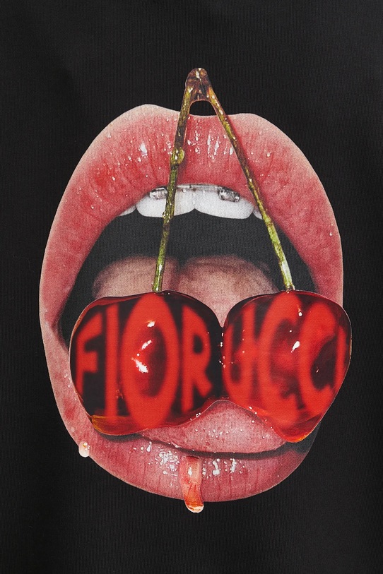 Fiorucci cotton sweatshirt Cherry Mouth Print Relaxed Fit W02FPSHO092CJ05BK02 black