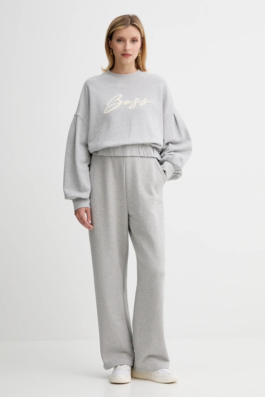 Хлопковая кофта BOSS Orange 50547796 серый AW25