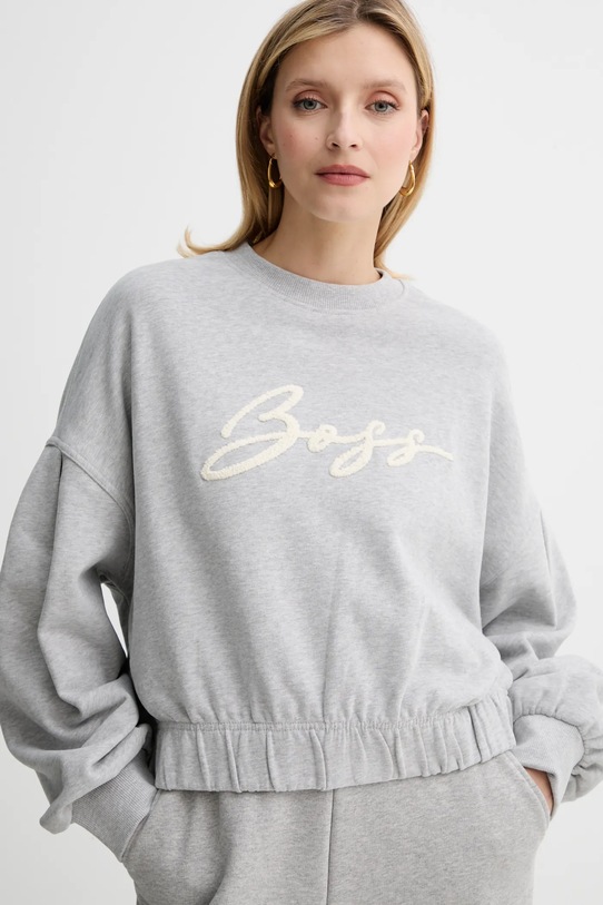 Хлопковая кофта BOSS Orange серый 50547796