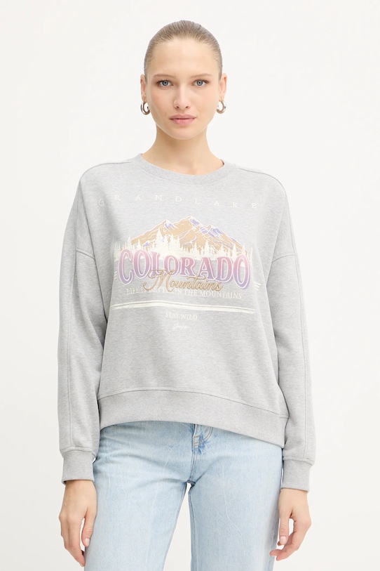 BOSS Orange bluza bawełniana nadruk szary 50549186