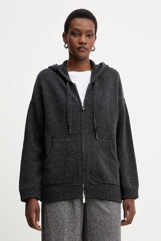 Marella bluza wełniana z kapturem szary 2523906015200