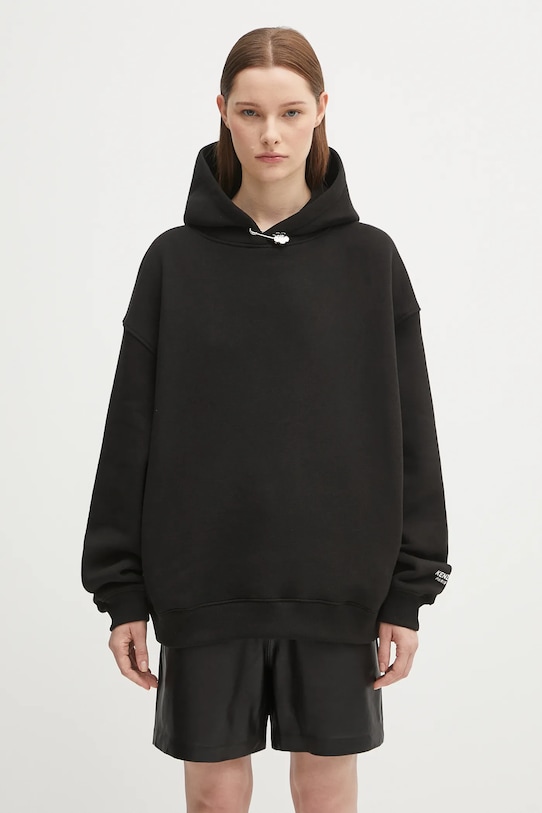 Kenzo bluza bawełniana Gots Oversize With Boke Pin z kapturem czarny FF62HO4524MB