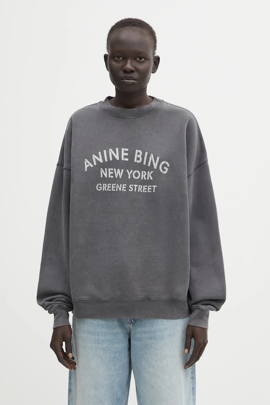 Anine Bing bluza bawełniana miles nadruk szary A.08.11728