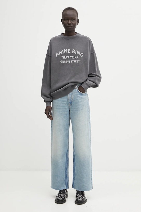 Anine Bing bluza bawełniana miles A.08.11728 szary