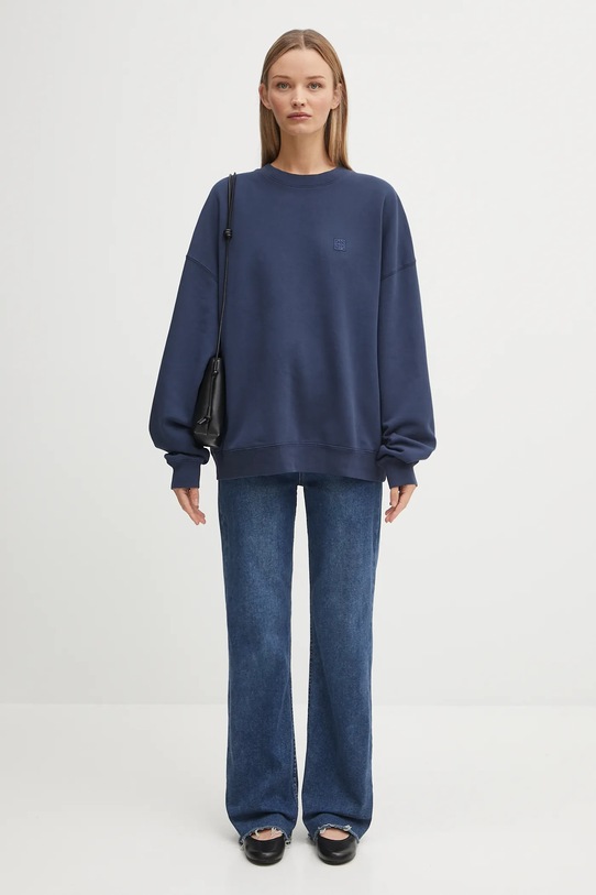 Βαμβακερή μπλούζα Anine Bing miles A.08.11205 σκούρο μπλε