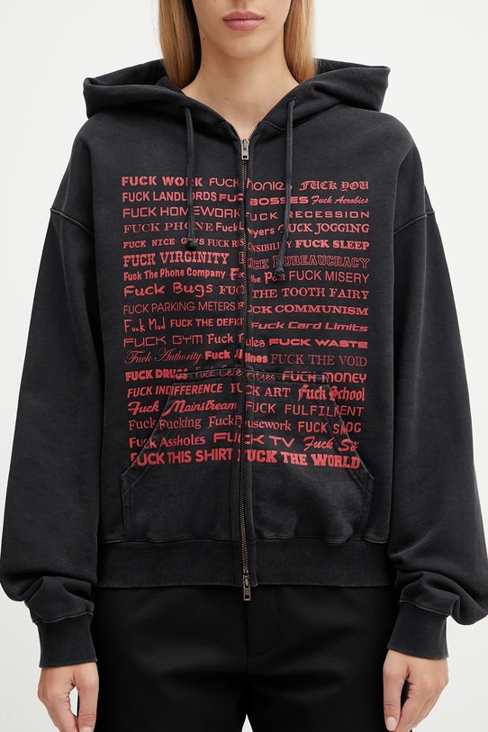 Bavlněná mikina VETEMENTS Fuck Fitted Zip-Up černá UH76ZU660B