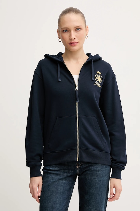 Tommy Hilfiger bluza bawełniana z kapturem granatowy WW0WW46126