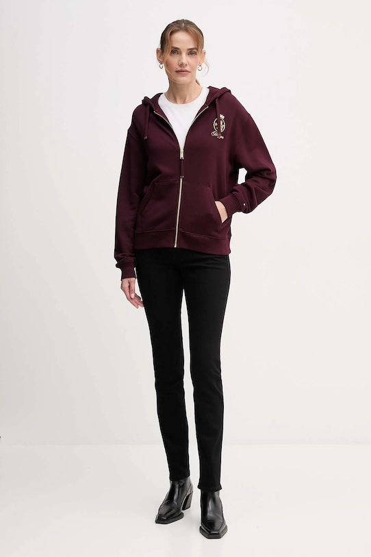 Pamučna dukserica Tommy Hilfiger WW0WW46126 bordo AW25