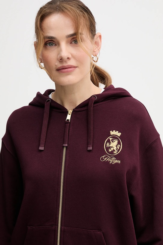 Pamučna dukserica Tommy Hilfiger bordo WW0WW46126