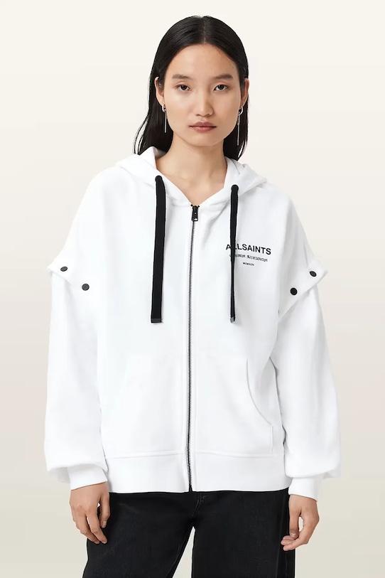 AllSaints felpa in cotone OMNIUM bianco W268JB