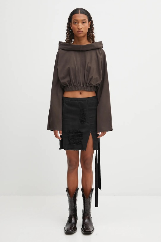 Rick Owens DRKSHDW cotton sweatshirt Cropped Hooded Tunic DS02E7236.RIG beige