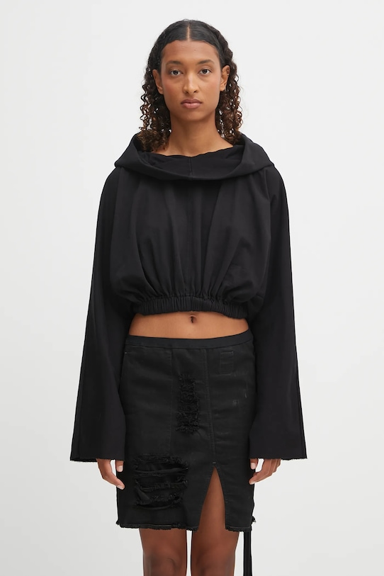 Rick Owens DRKSHDW cotton sweatshirt Cropped Hooded Tunic cotton black DS02E7236.RIG