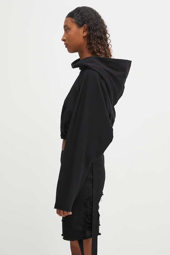 Rick Owens DRKSHDW cotton sweatshirt Cropped Hooded Tunic DS02E7236.RIG black AW25