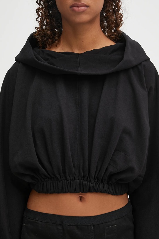 Rick Owens DRKSHDW cotton sweatshirt Cropped Hooded Tunic black DS02E7236.RIG