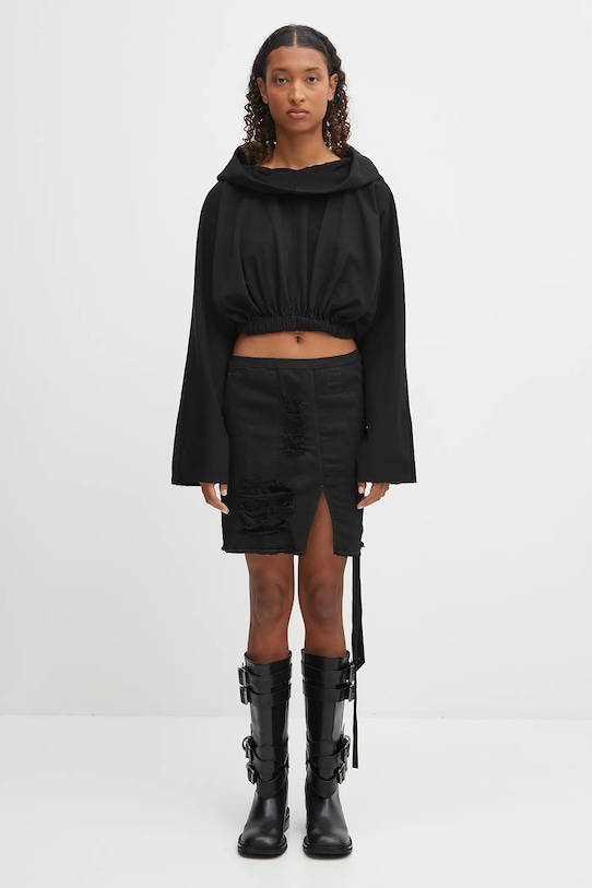 Rick Owens DRKSHDW cotton sweatshirt Cropped Hooded Tunic DS02E7236.RIG black